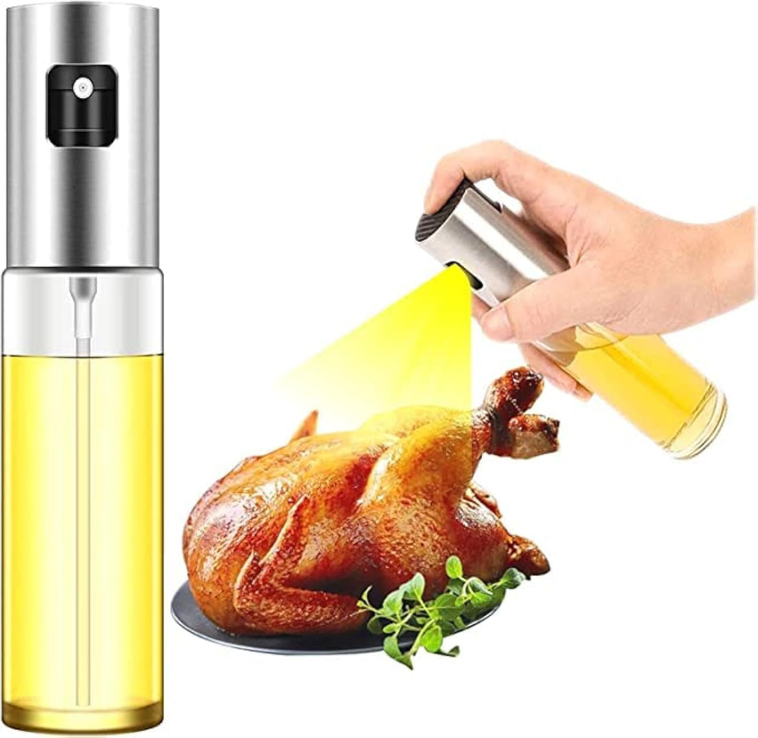 Generic Oil Sprayer for Cooking, Olive Oil Mister, Air Fryer, Salad, BBQ, Baking, Roasting - Clear Glass, 100ml, Reusable, Leak Proof, Adjustable Spray