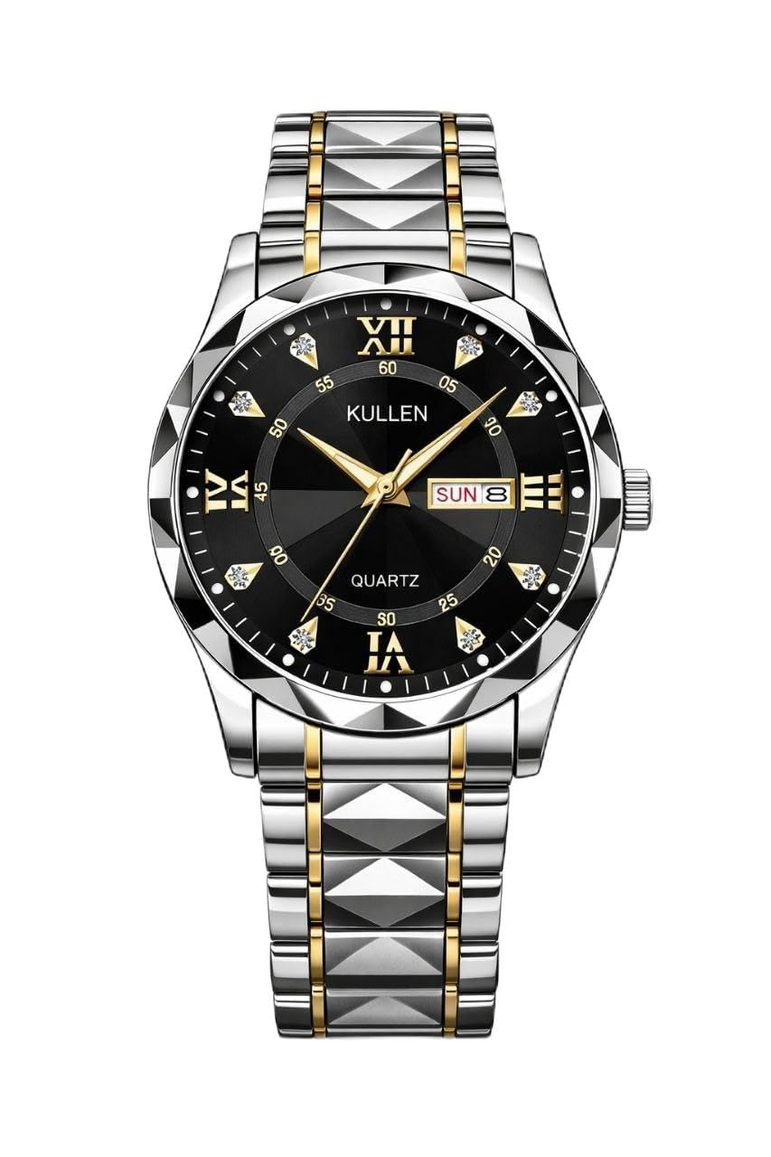 Men's Casual Business Quartz Watch With Calendar, Stainless Steel Strap