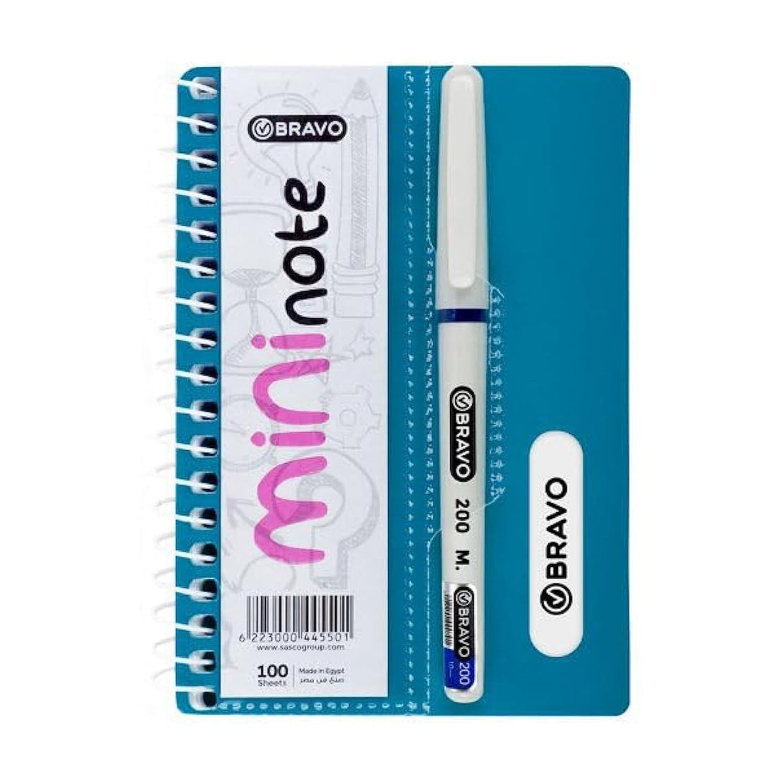 Bravo Mini Notebook 100 Sheets with Blue Pen - Blue