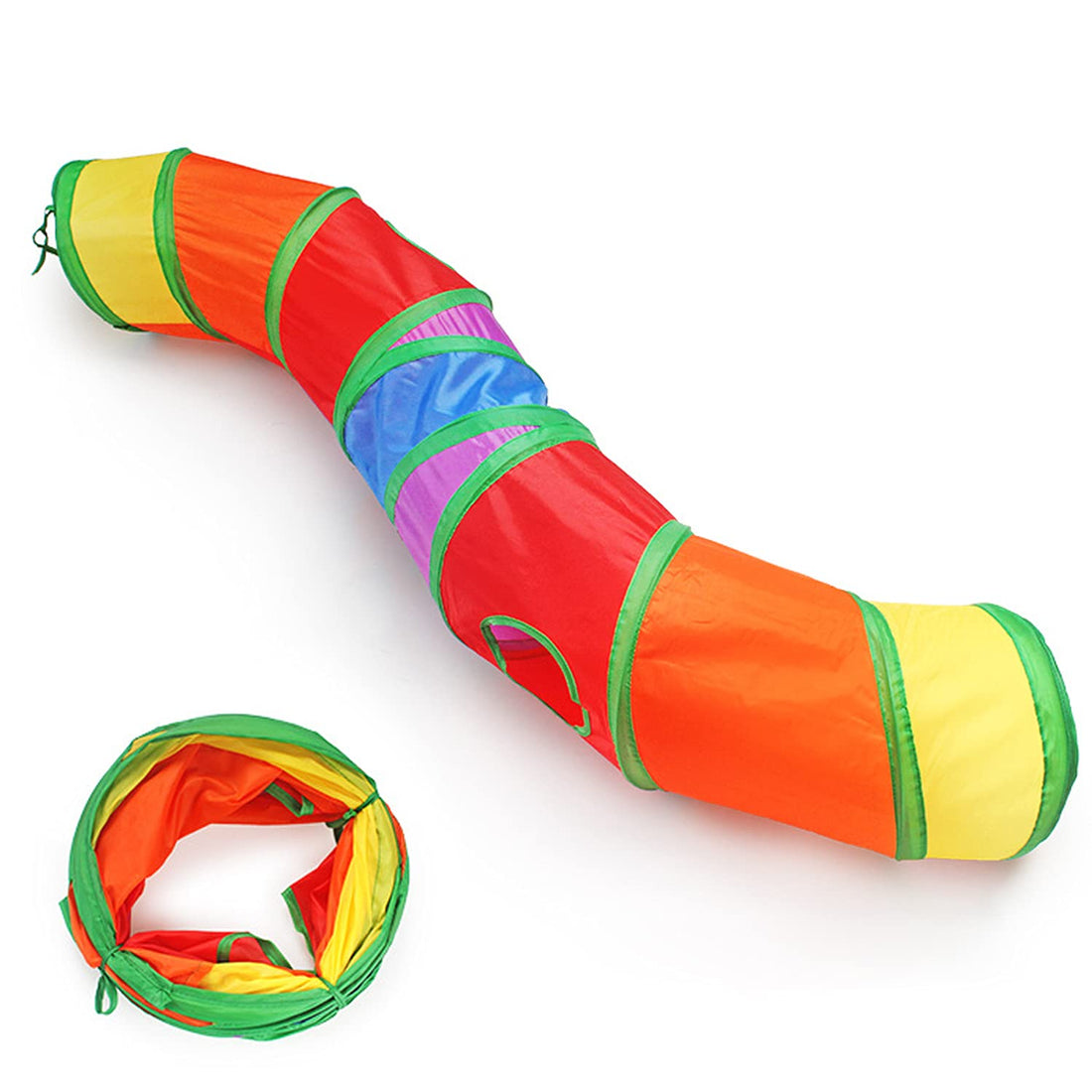Cat Tunnel with Peek Holes, Collapsible S-Shaped Pet Cat Tunnel Tube for Indoor Cats