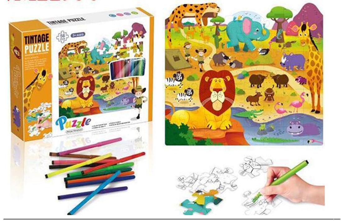 Awlad Farghaly 7077-65 Animals Coloring Puzzle for Kids 48-Pieces