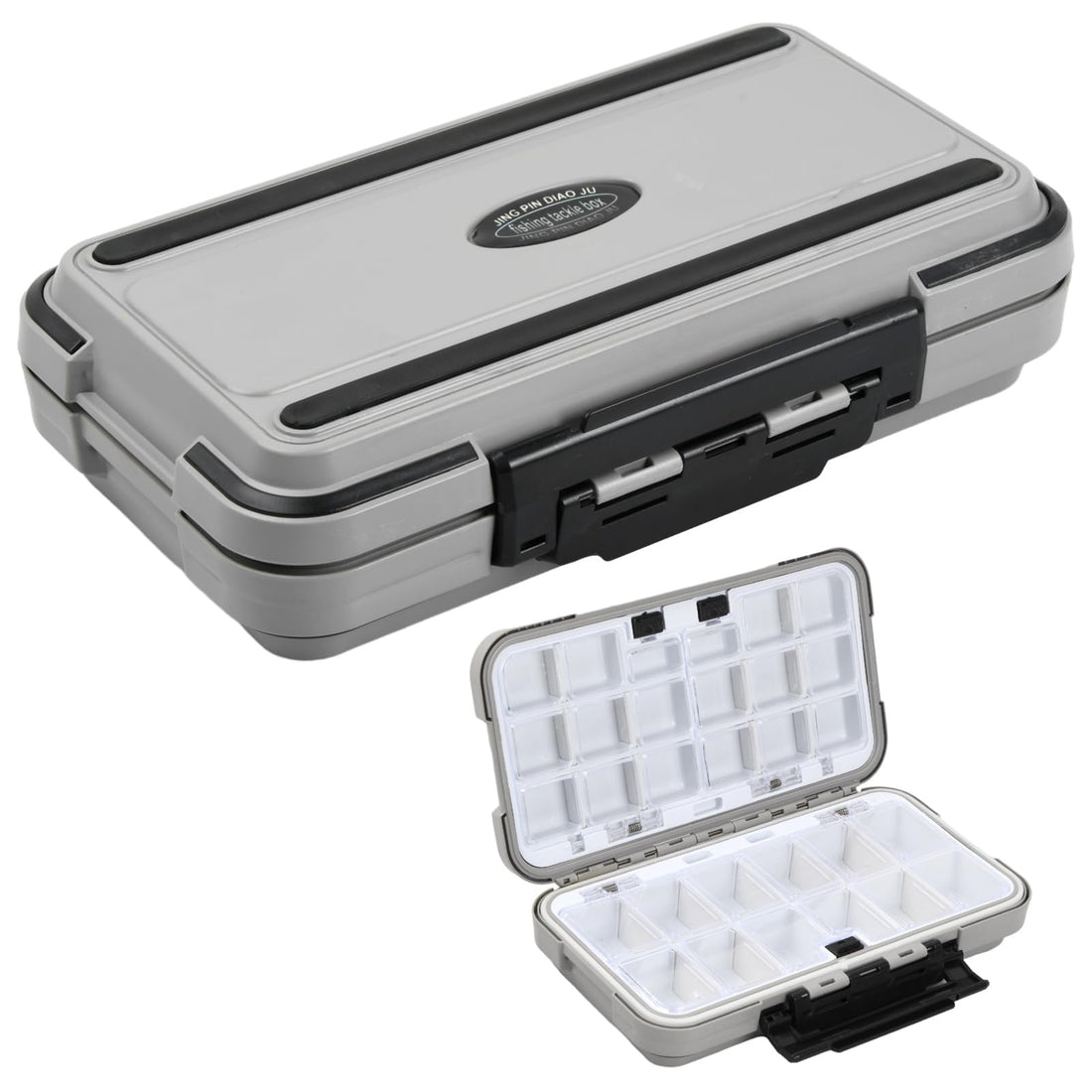 Tacklebox Bait Box Waterproof Fishing Accessories Boxes Hooks Bait Container 30 Compartments Multifunctional Tool Box Parts Box Storage Box Fishing Supplies (Grey)