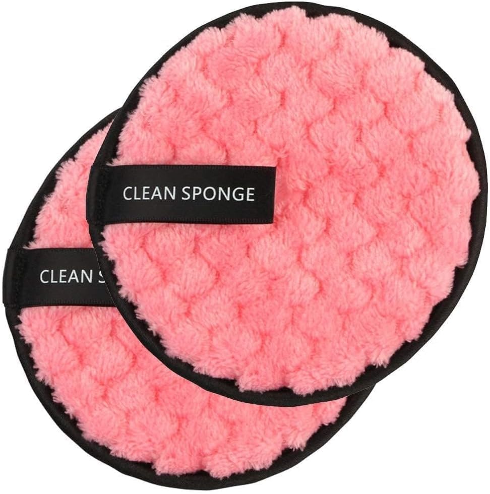 Face Cleansing Reusable Sponge Puff Makeup Washing Pad Deep Cleansing & Exfoliating Double Layer Reusable Removal Wipes Sponge For Women's Pack Of 2 Puffs Random Colors