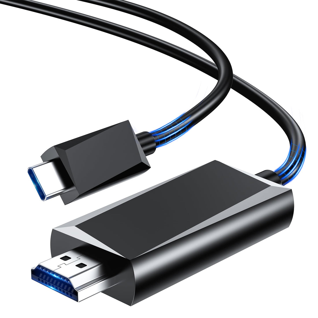 BHHB USB C to HDMI Cable [4K @ 60Hz] Thunderbolt 3/4 Compatible Type C to HDMI Cable for iPhone 15 Pro/Pro Max, MacBook iPad Pro/Air, iMac, Surface Book, Samsung, Pixelbook, XPS, HP etc. - 2 m