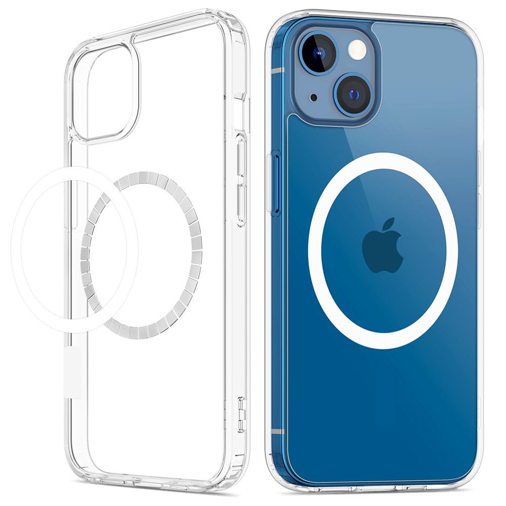 VEGO for iPhone 13 Case & iPhone 14 Case, Compatible with MagSafe, Clear Case with Built-in Magnets, Crystal Clear Hard PC Back + Soft TPU Frame Slim Cover for iPhone 13 / iPhone 14 6.1" - Clear