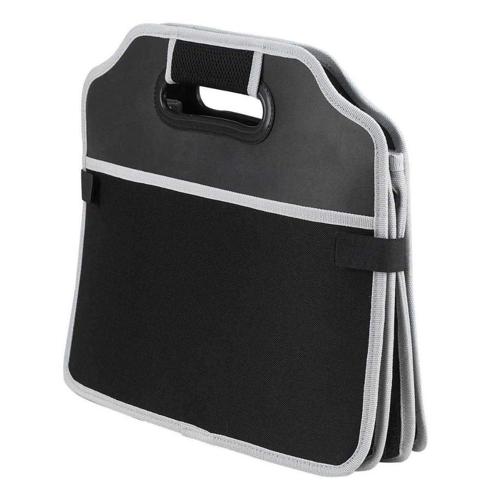 Other Collapsible Car Trunk Organizer, Fabric Auto Trunk Storage Container Foldable Multi 3 Compartments Fabric Storage Black