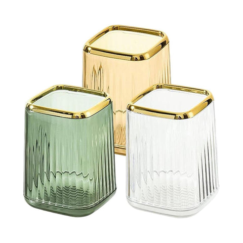 Luxury Makeup Brush Holder Organizer for Vanity, Brushes Holders Container Storage Cup with Striped Design for Bathroom Countertop, Pen Pencil Holder Cosmetic Cup for Desk, 1 piece, Multicolor