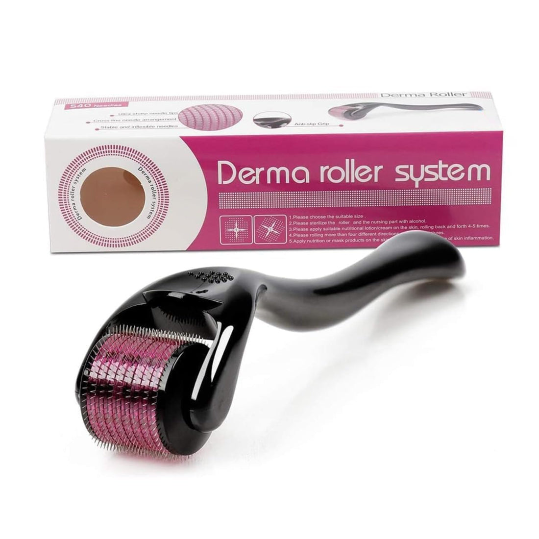 Derma Roller for Face & Hair Growth – 0.5mm Titanium Microneedle Roller with 540 Needles Boosts Collagen, Youthful Skin & Scalp Health