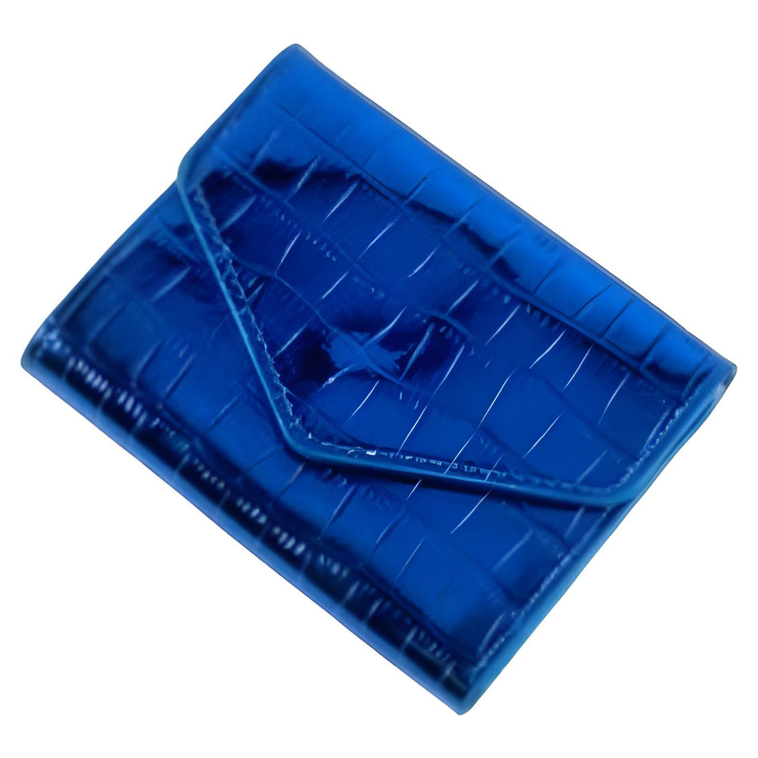 Luxury Leather Croco Design Wallet Small Size Multi Card & Money Pocket Black Silver Stylish Design (Blue)