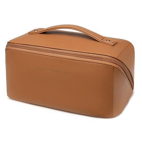 BASTOUR Travel Cosmetic Bag Cosmetic Organiser Bag Portable Travel Make Up Bag Portable Make Up Bag Cosmetic Bag Travel Cosmetic Bag Women's Makeup Bag Organiser Large Brown with Pendant