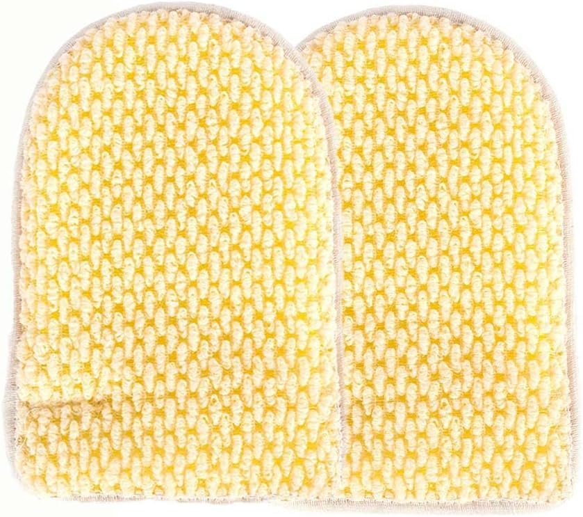 Natural Bath Loofah – Double-Sided Exfoliating & Soft Massage Mitt for Gentle Cleansing, Revitalizing, and Relaxing Skin Care (Double-Sided Bath Loofah with Inner Lining – Yellow Side)