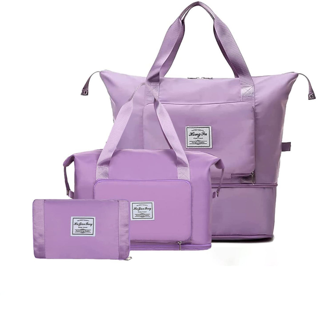 Belanto Foldable Travel Duffel Bag for Women,Large Capacity Folding Lightweight Waterproof Carry Luggage Bag,Folding Travel Hand Bag,Dry and Wet Separation Travel Sports Gym (Multy Colour)