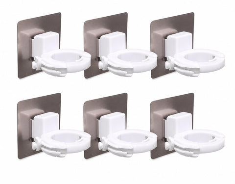 Wall Mounted Bottle Holder for Shampoo & Liquid Soap, Strong Adhesive No Drill Dispenser Rack, Waterproof Bathroom & Kitchen Organizer for Shower Gel, Dish Soap & Sanitizer Storage (6 Pieces)