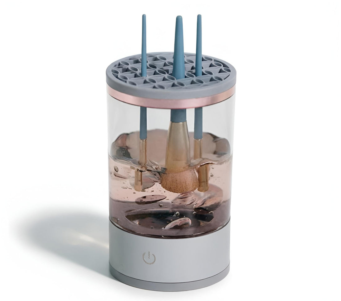 Beauty Washer - Powerful motorized system for cleaning makeup brushes, Fits all standard sizes, Gentle on bristles while removing dirt, Drying basket included, Perfect for everyday hygiene