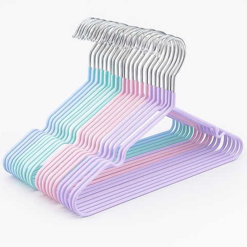 Stainless Steel Hangers with Silicone Sleeve for Clothes Non Slip Silicone Padded Large Size 30 Pieces Blue and Pink