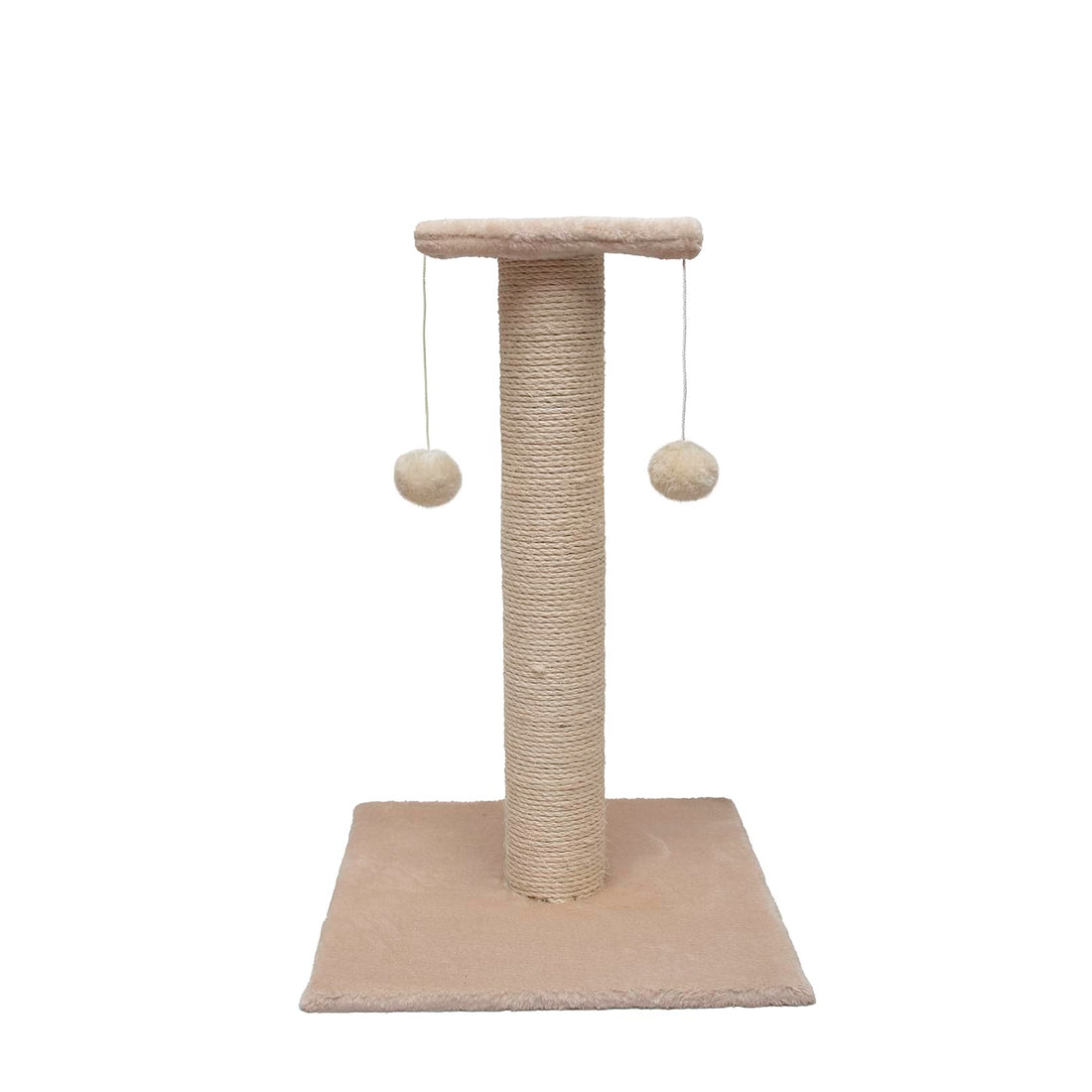 Tres Gatos Three Cats Scratching Post Cat 2 Tiers 2 Pom Pom Balls Made Spain Sisal Column 6 mm Pet Toy (Beige)