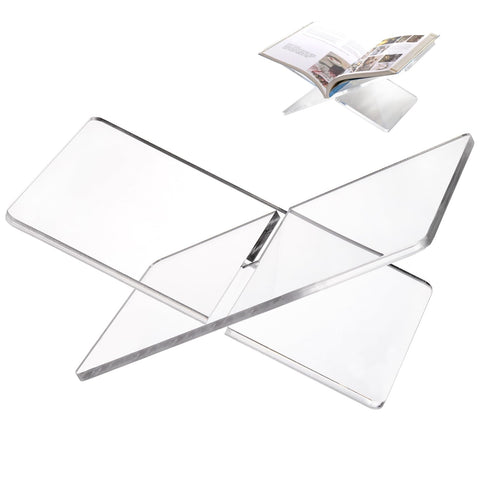 Peohud Acrylic Book Stand Large, Open Book Display Stand Holder, Clear Thick Open Reading Stand for Cookbook,Coffee Table, Magazines, Textbook, Art Book, Recipe, Kitchen Counter, 12 x 7 x 5.7 Inches