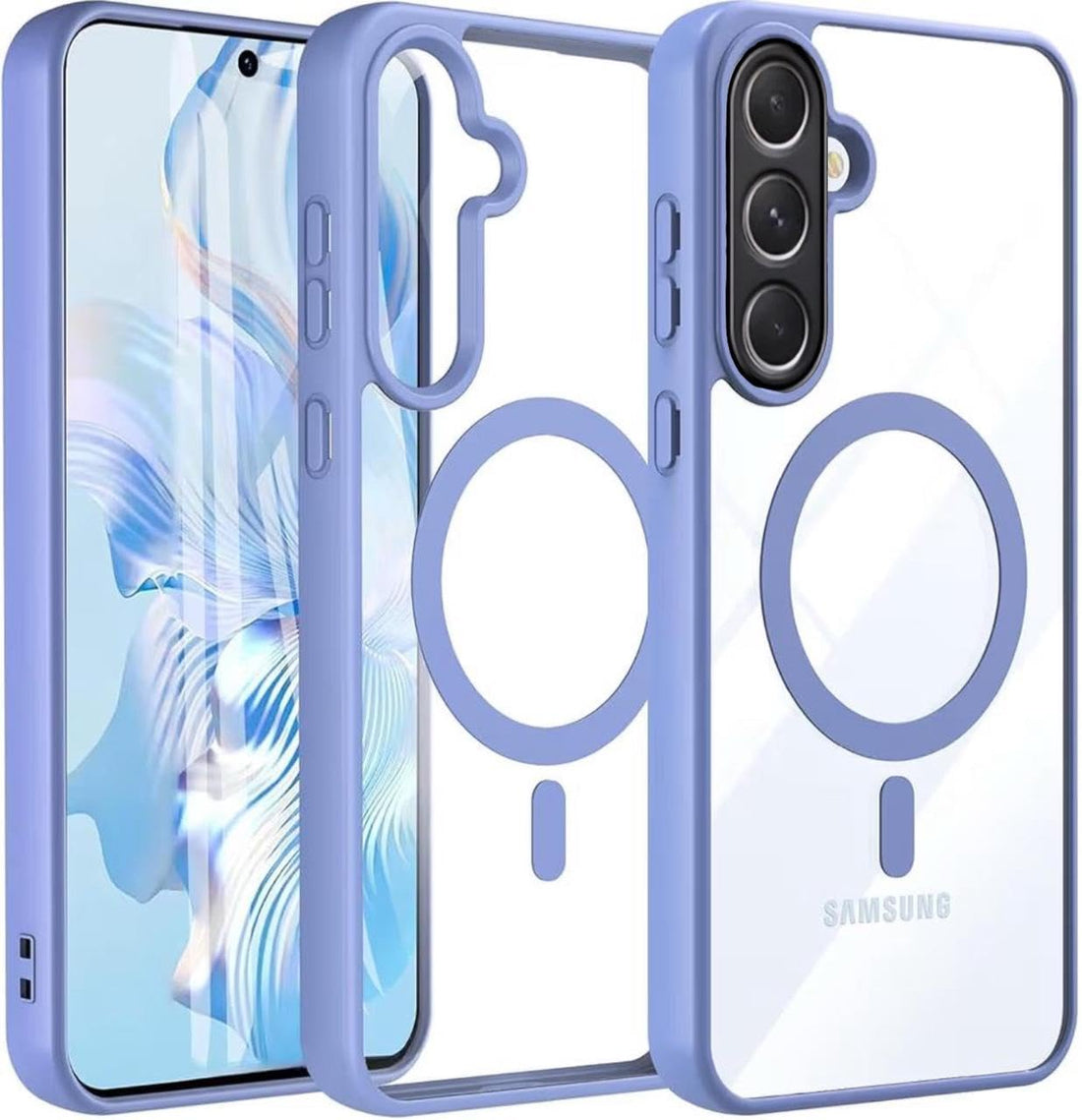 Grabist Magnetic Case For Samsung Galaxy A16, Crystal Clear Case [Not Yellowing] [Military Grade Drop Protection] Shockproof Transparent Slim Cover (Sierra Blue frame, Samsung Galaxy A16 4G /A16 5G)