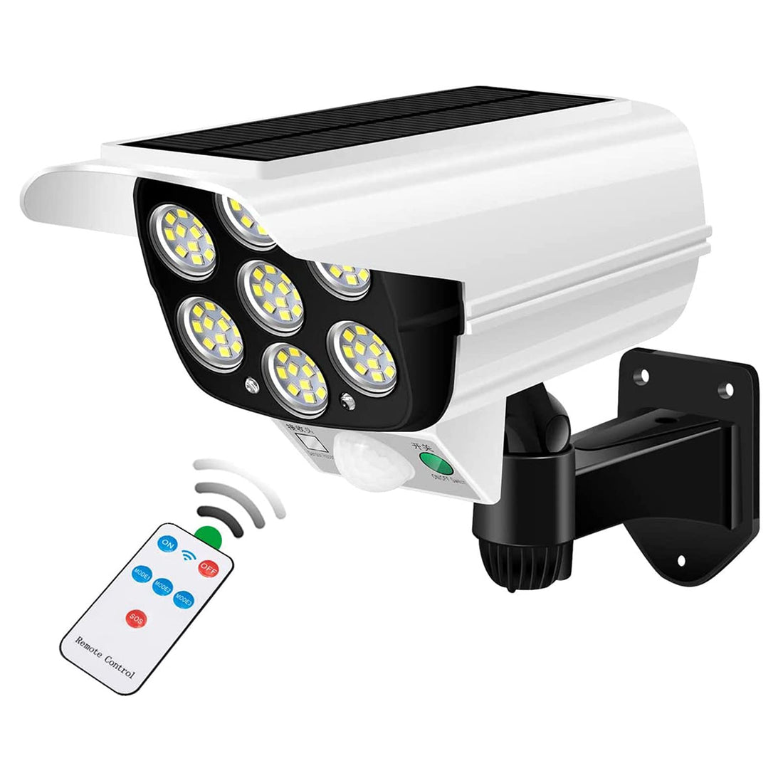 Andoer LED Solar Lights Outdoor Motion Sensor Fake Camera Light 2000 Lumens 77 LED Beads 3 Modes 360° Rotatable Spotlight IP65 Waterproof for Garden