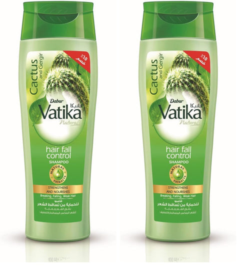 Vatika Naturals Hair Fall Control Shampoo 360ml +15% OFF | Cactus & Ghergir | Strengthens & Nourishes | For Dry & Damaged Hair (Pack of 2)