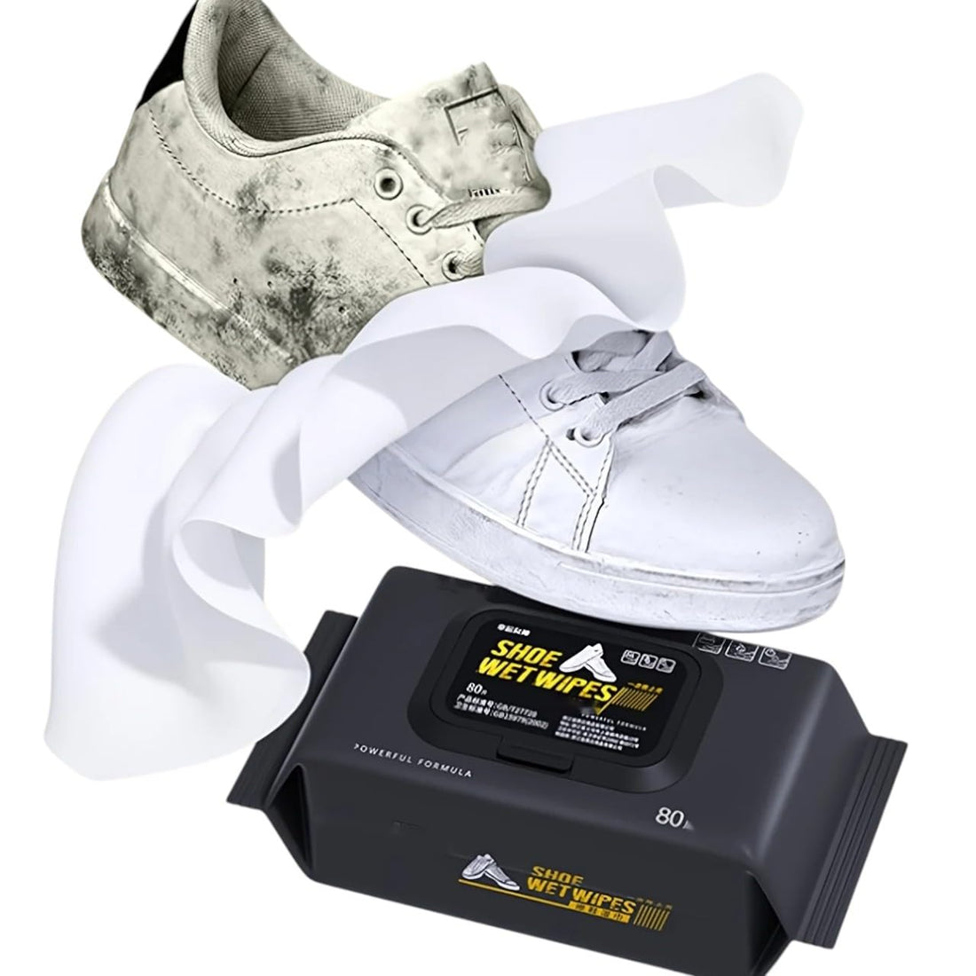 Shoe Cleaning Wipes – Pack of 80 | Instant Use & Shine Wipes for Sneakers & Leather | Suitable for White Shoes Mesh Bags Car Seats | Quick & Effective Multi-Use Cleaner, One Size
