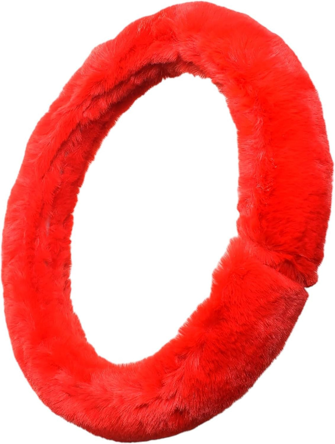 Car Steering Wheel Cover, Fur Car Steering Wheel Cover, Comfortable to Grip, Fits Most Cars (Red)