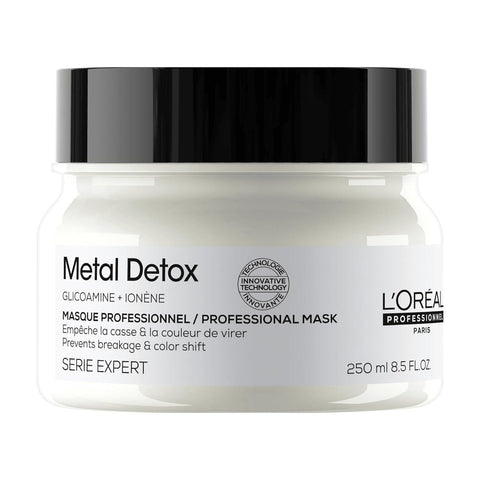 L’Oréal Professionnel | Metal Detox Mask | For Soft & Shiny looking hair | For Colored, Damaged & All Hair Types | Hard Water-Resistant | With Glicoamine | SERIE EXPERT | 250ml
