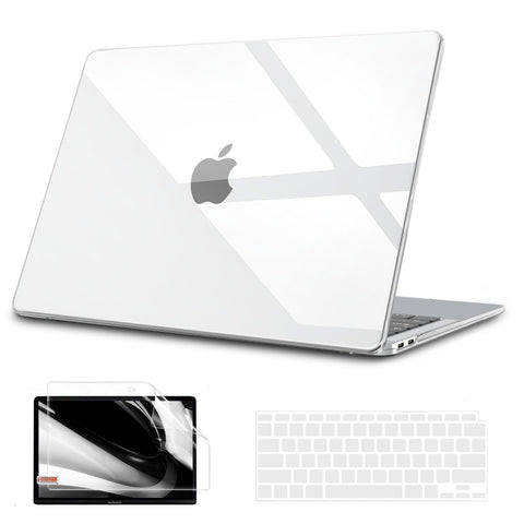 B BELK Compatible with MacBook Air 13 inch Case 2022 2021 2020 2019 2018 M1 A2337 A2179 A1932, Plastic Hard Shell Case + Keyboard Cover + Screen Protector for Mac Air 13 with Touch ID, Crystal Clear