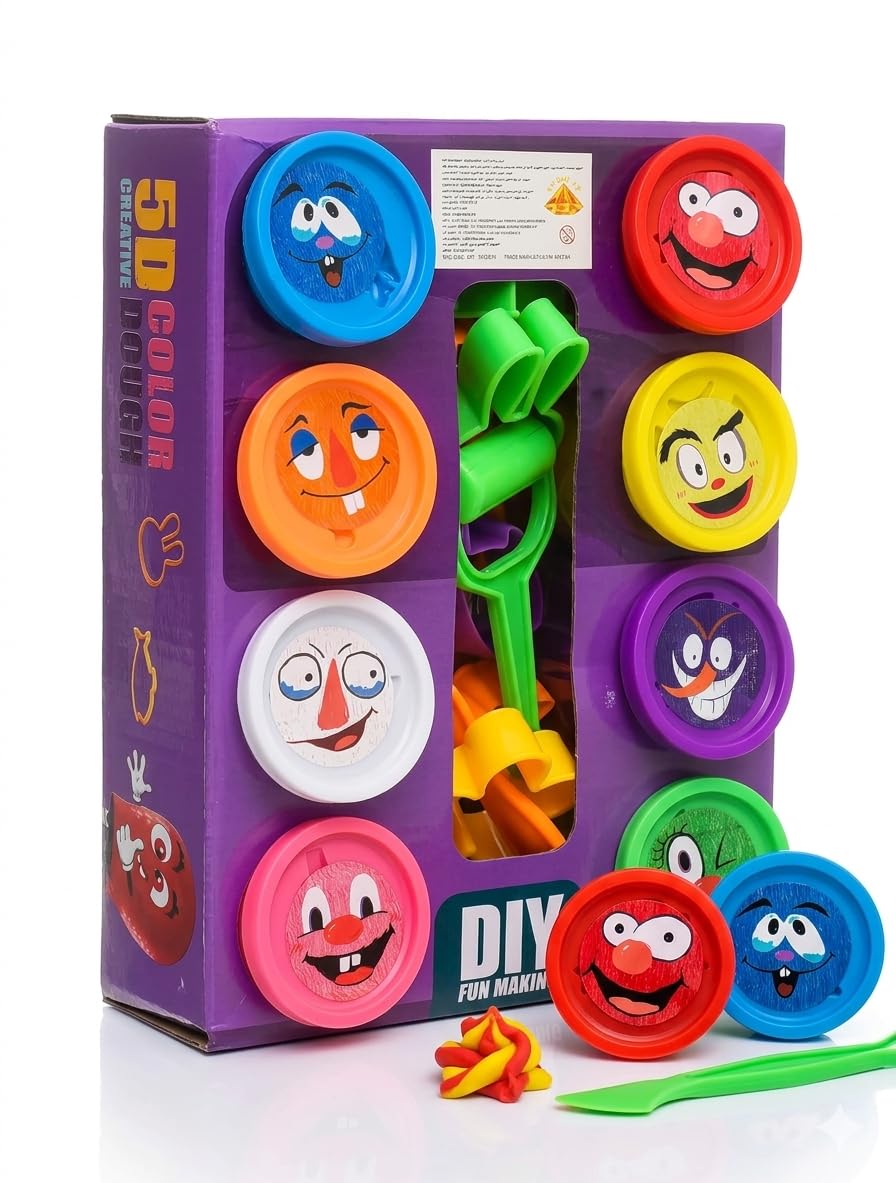 5D PLAY DOUGH SET, 8 COLORS AND TOOLS, DIY ANIME PARTY SUPPLIES (SET OF 19)