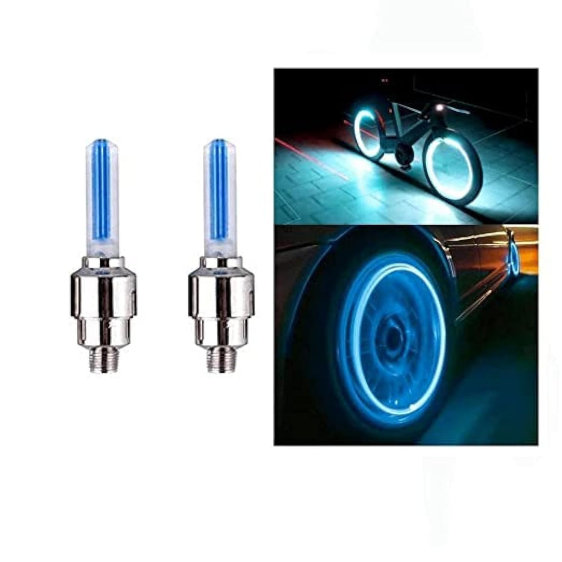 AutokraftZ Bike/Bicycle Tyre Led Light Rim Valve Cap Flashing With Motion Sensor Blue (Set Of 2 Pcs) for Car Motorcycles (Bike Led Lights)