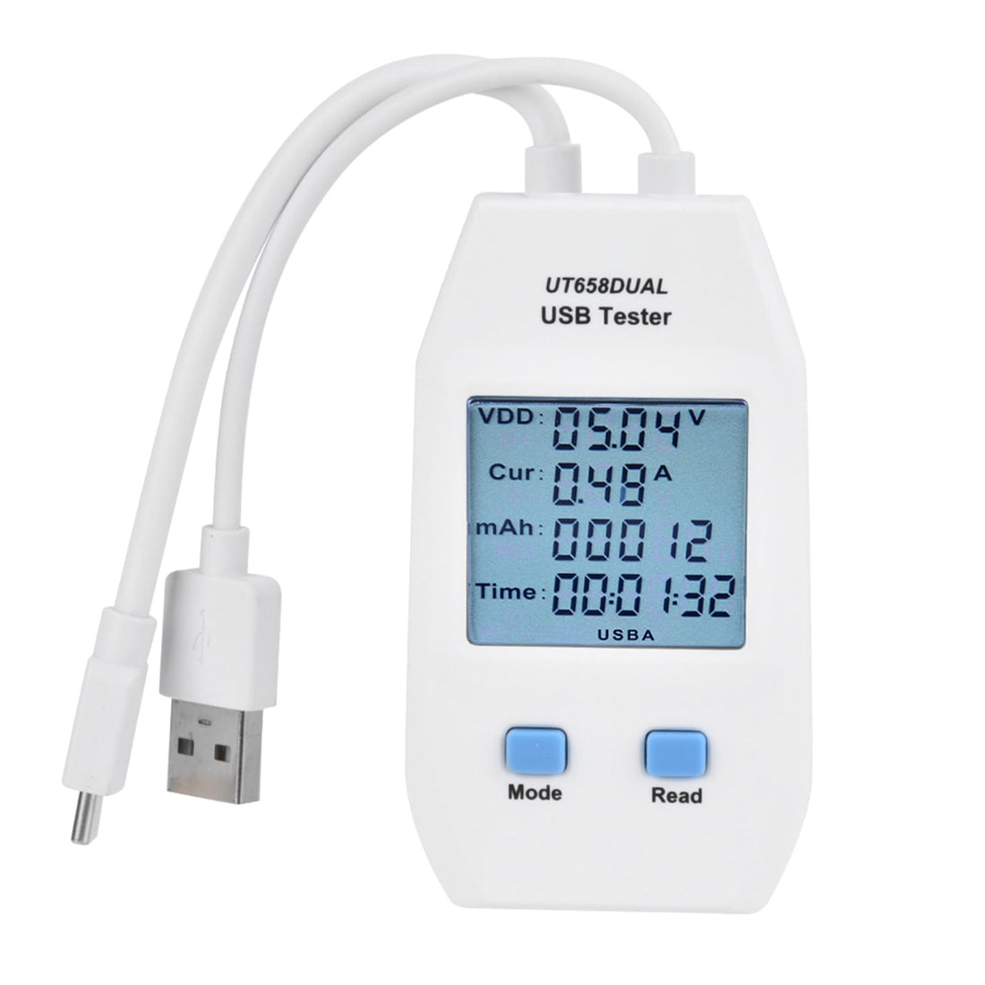 UNI-T LCD USB Tester,Detector Voltmeter Ammeter Digital Power Capacity Tester Meter(UT658 Dual)