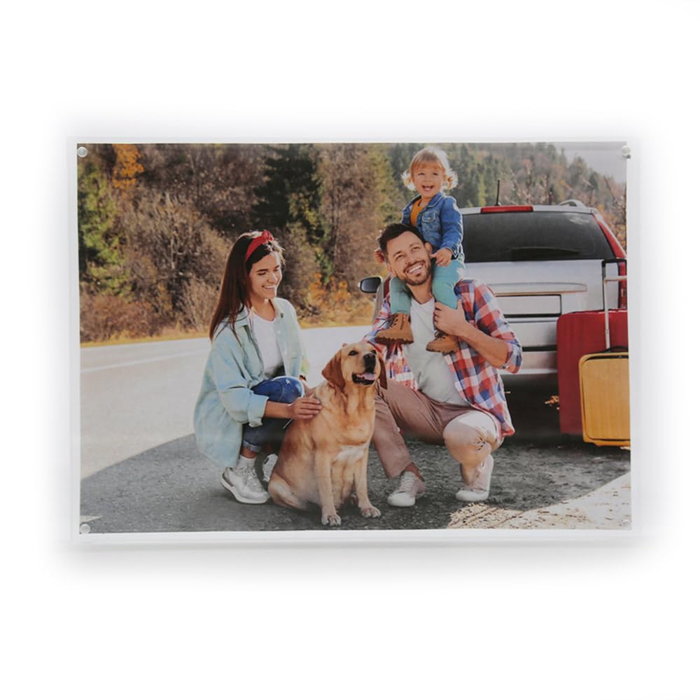 BEST MEDIA A4 Magnetic Acrylic Photo Frame, a Double Sided Glass-Effect Picture Frame for a Desk or Wall Mount, Freestanding Block- A4 Size - Modern - 1 Piece - Transparent