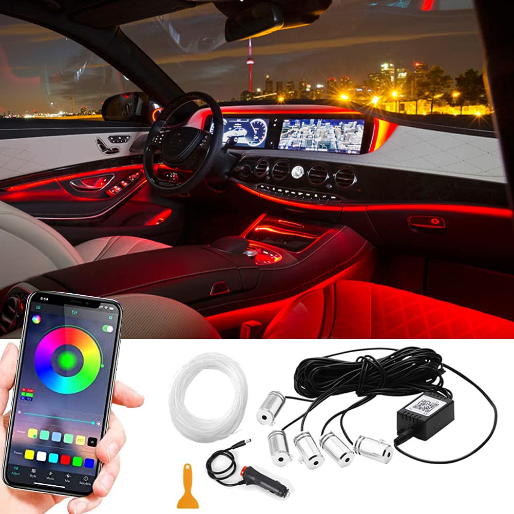 ConBlom Car LED Interior Strip Light, 16 Million Colors Car Ambient Lighting Kit by Voice Control or Application Control, RGB Automobile Atmosphere Light, Multi-color