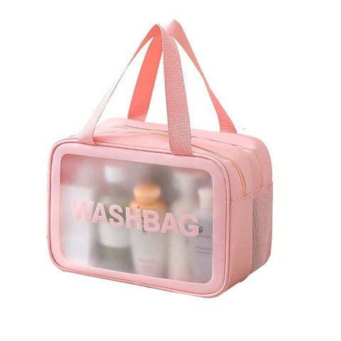 SOLY Waterproof Travel Toiletry Bag For Women And Men,Translucent Toiletry Bag With Handy Handle Travel Organizer For Accessories ，Toiletries Portable, pink, Fashion