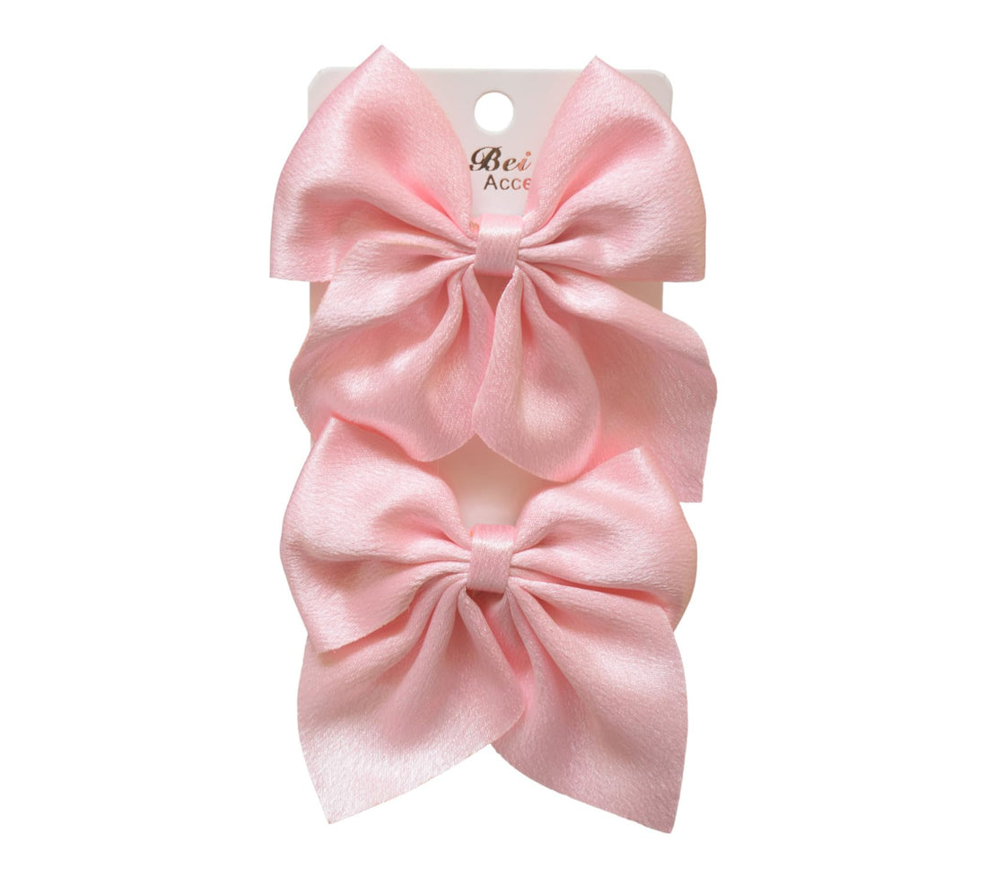 Daphne 2-Piece Girls Bow Hair Clip Set - Fuchia - 1761