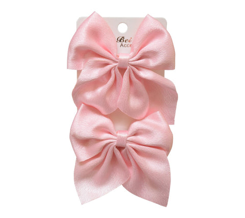 Daphne 2-Piece Girls Bow Hair Clip Set - Fuchia - 1761