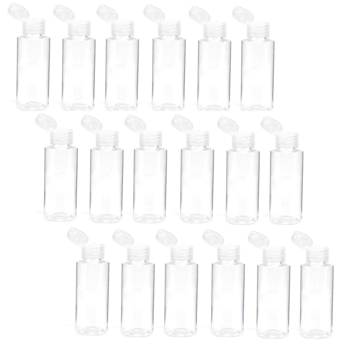 Pack of 18 Empty Plastic Bottles with Flip Lid for Shower Gel Emulsion