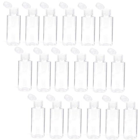 Pack of 18 Empty Plastic Bottles with Flip Lid for Shower Gel Emulsion