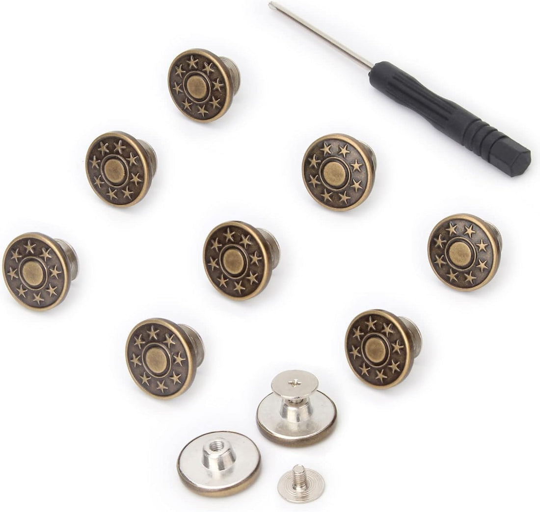 Metal Jeans Button Set: Easily and Neatly Fix Missing Buttons Generic