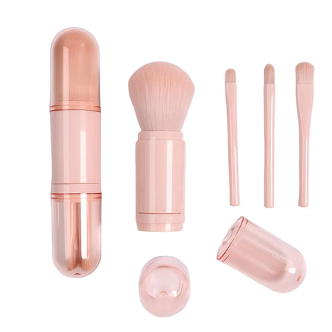 Makeup Brush - Portable 4-in-1 Travel Set with Eye Shadow and Face Blending Tools Available in Multiple Vibrant Colors for Professional Daily Use (piece-2)