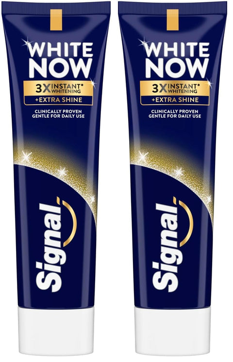 Signal White Now toothpaste, Extra Shine,3X instant whitening & extra shiny teeth,75ml (Pack of 2)