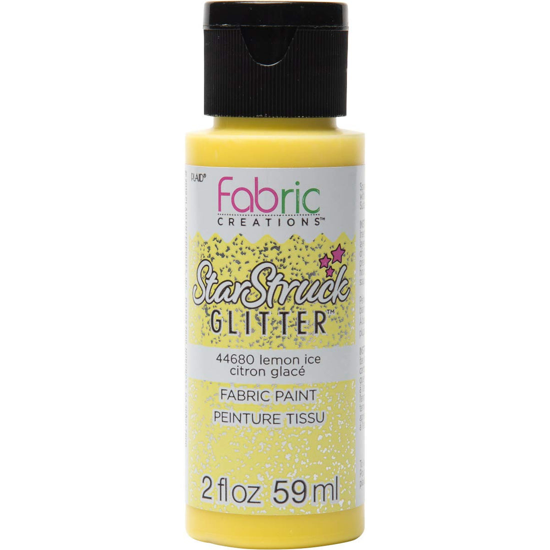 Fabric creations 44680 starstruck glitter fabric paint in assorted colors, 2 oz, lemon ice