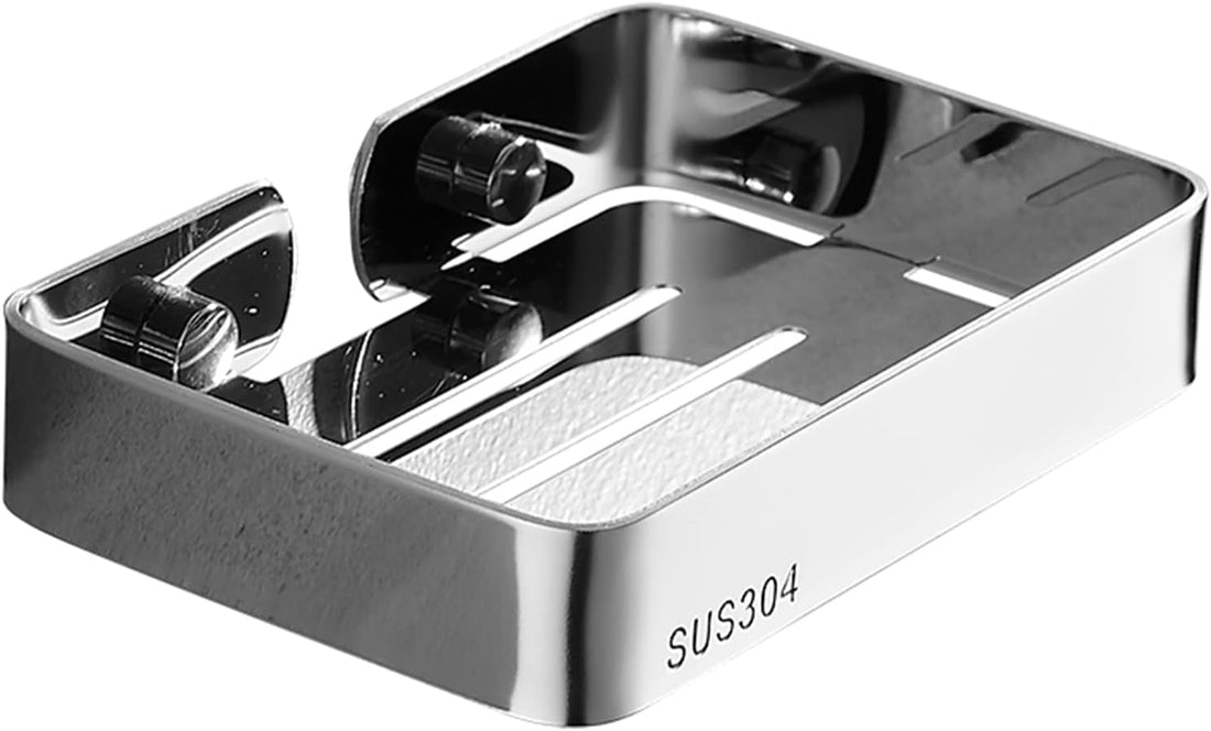 Bathroom Wall Shelf Kitchen Bathroom Storage Rack (Wall Mounted Soap Holder with Screws, Elegant Soap Holder for Shower, Bathroom, Kitchen Sink, Stainless Steel Soap Dish - Chrome)