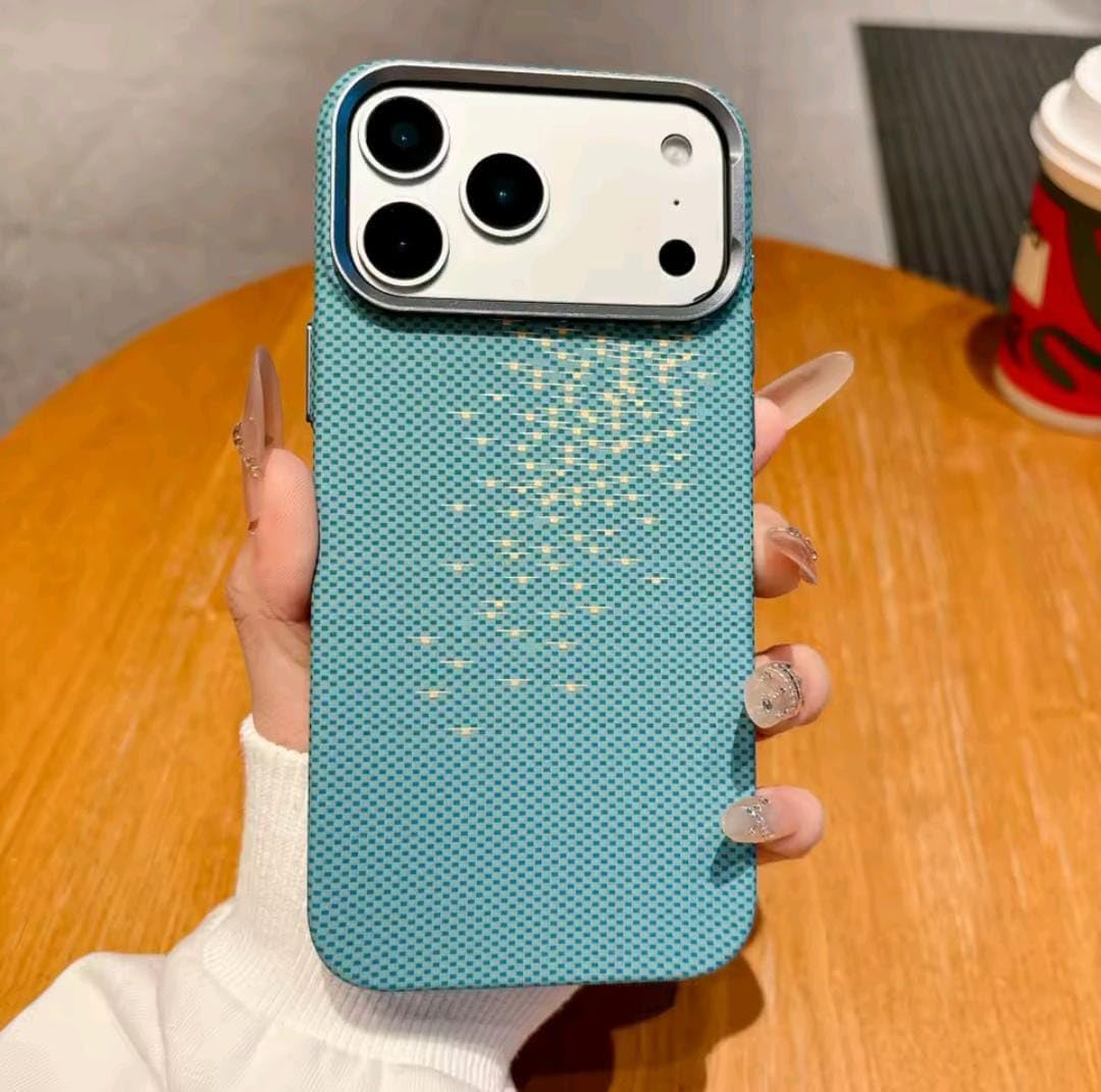 Luxury Kevlar-Style 600D Carbon Fiber Case for iPhone 17 Pro, MagSafe Compatible, Ultra-Slim, Military-Grade Protection (Cyan, iPhone 17 Pro)