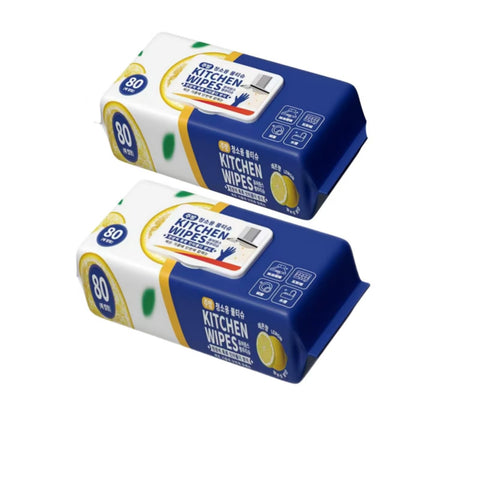 (2packs) Kitchen Wipes, 80 Count, Lemon Scented, Multi-Purpose Cleaning Wipes Absorbent and Disposable Cleaning Cloths. Safe on Skin and Multiple Surfaces.