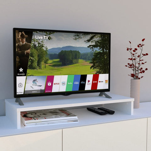 Henor FSC® Wooden TV Stand TV Monitor Lift 85 x 35 x 12 cm TV Stand Support 50 kg White