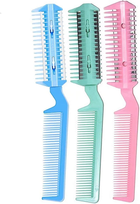Double Edge Barber Razor Comb for Thinning Hair, Hair Razor Comb For Hair Cutting Styling, Dual End Home for Men and Women, Random Color(1pc)