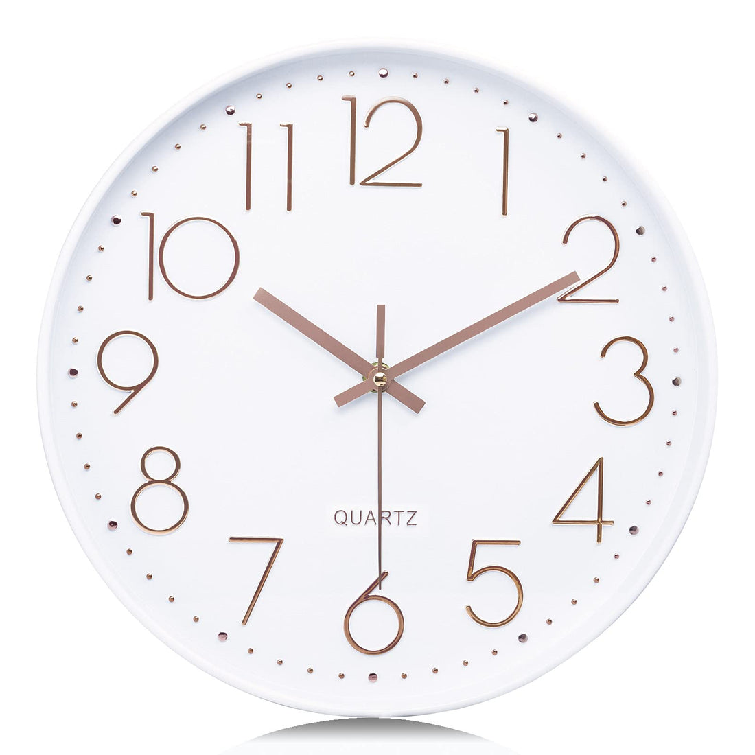 Lafocuse 12 Inch 3D Numbers Rose Gold Wall Clock for Living Room Decor, Modern Wall Clock Kitchen Battery Operated Silent Non-Ticking Bedroom Home