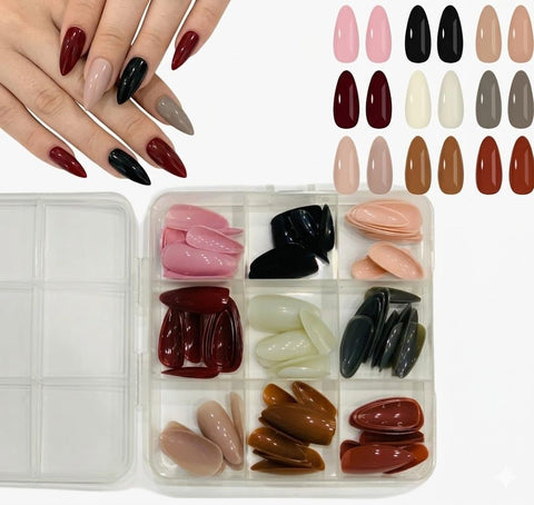 12 Color Art Deco Press On Nails Set,96 Pcs Glossy Colored Straight False Nails, Full Cover Artificial Fingernails Acrylic Tips Manicure Design Decor for Women Girls DIY Nails-N1
