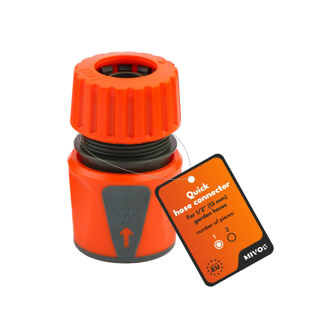 MIVOS Hose Connector for 1/2 Inch (13 mm) Garden Hose - Water Hose Quick Coupling for Easy Connection to Tap and Irrigation Devices